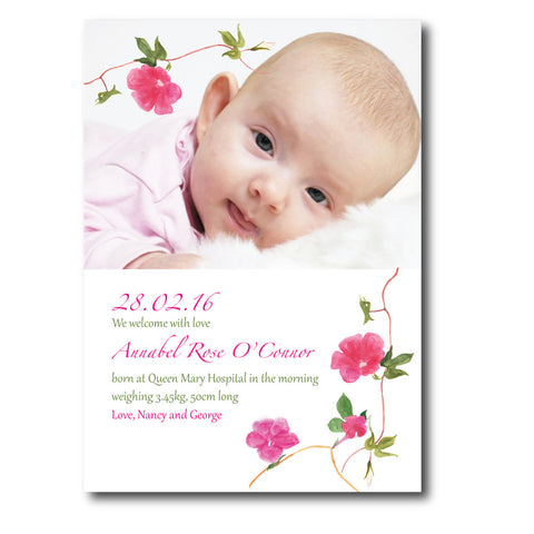 Watercolor Flower Birth Announcements