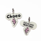 Lightning Bolt White Pet ID Tag