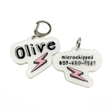 Lightning Bolt White Pet ID Tag