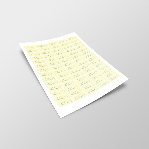Waterproof name labels (Blue music notes)